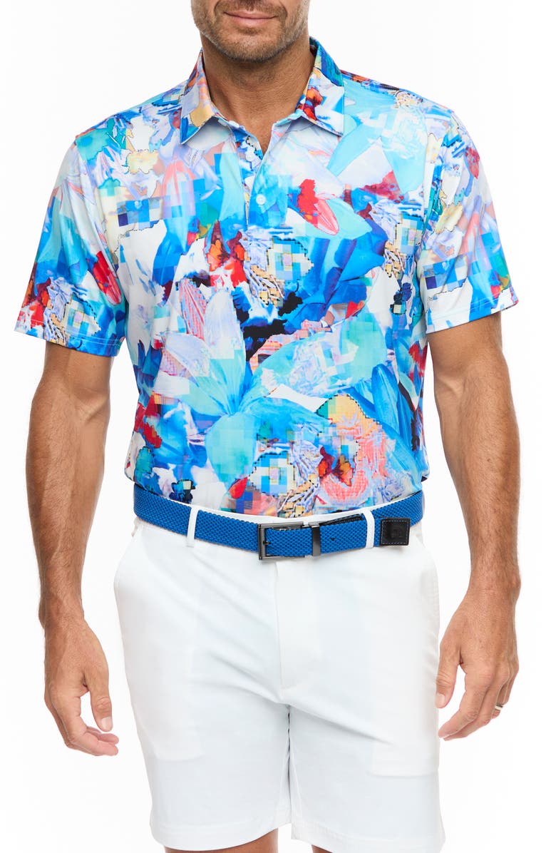Robert Graham Wildflower Abstract Floral Print Performance Polo, Main, color, 