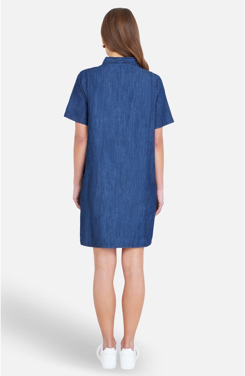 Yumi Chambray Tunic With Pussy Bow Tie, Alternate, color, Blue