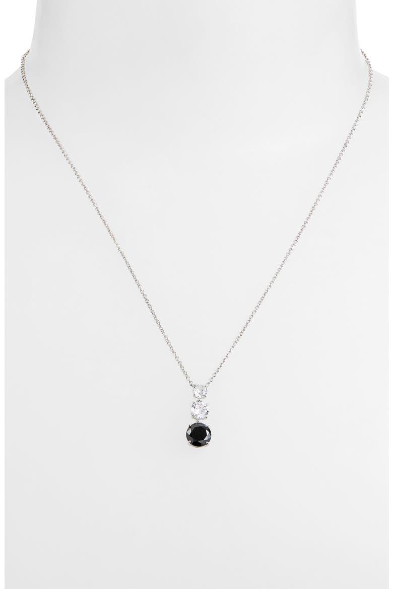 Triple Drop CZ Pendant Necklace, Alternate, color, RHODIUM