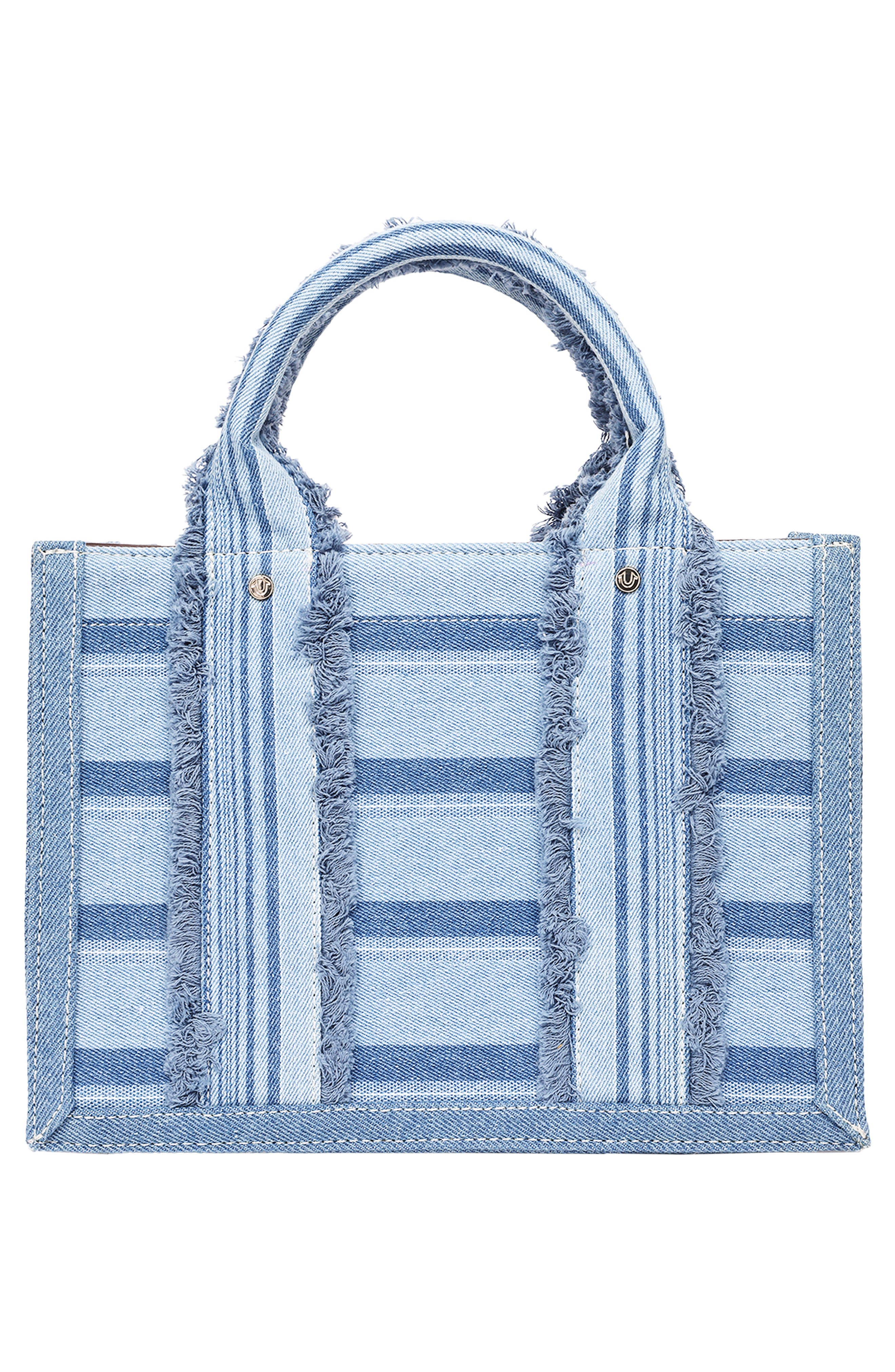 True Religion Multistripe Modern Tote, Alternate, color, Denim/ Blue