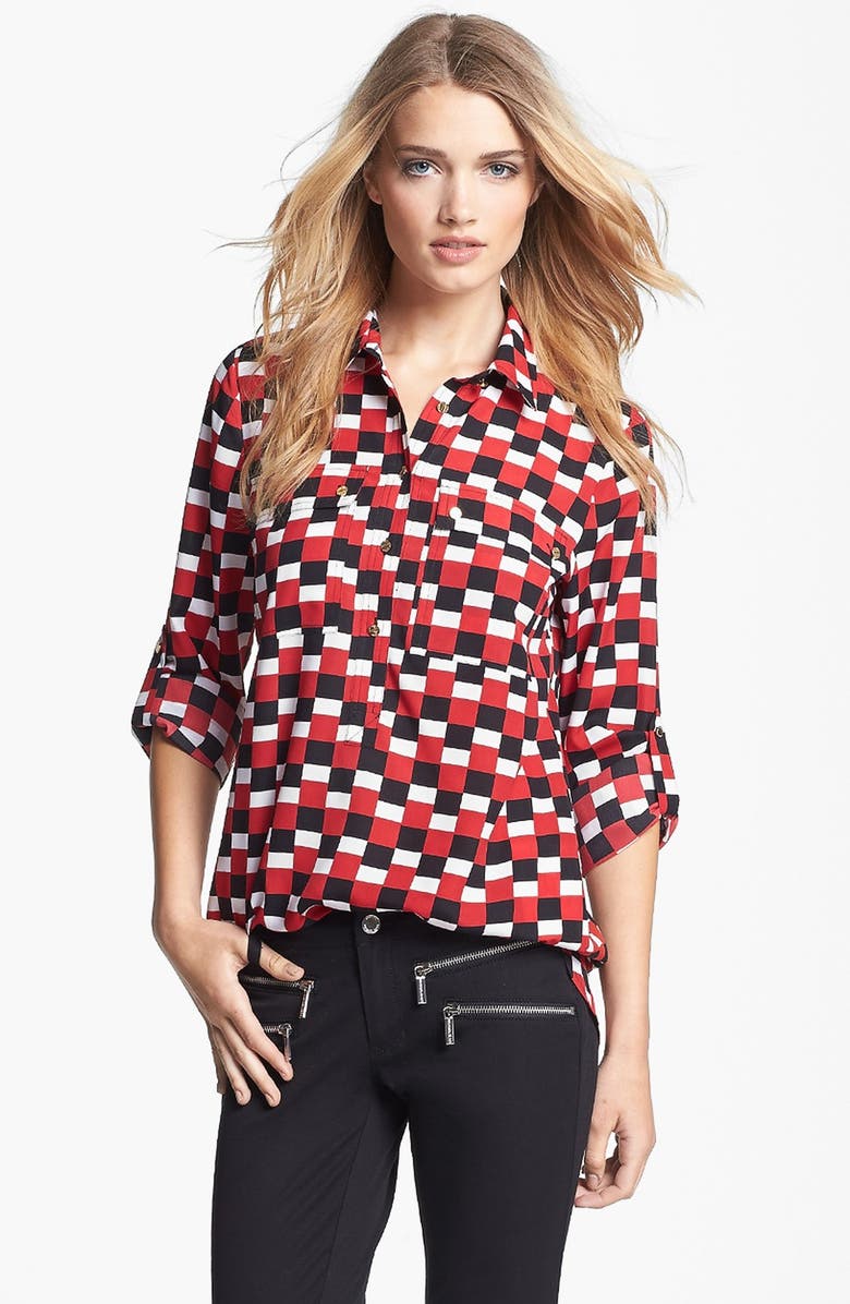 MICHAEL Michael Kors Check Print Safari Shirt, Alternate, color, 
