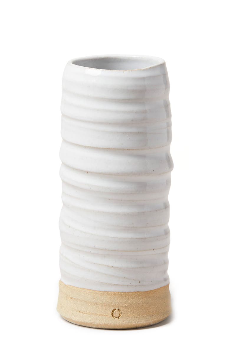 Medium Glazed Stoneware Vase, Main, color, BROWN