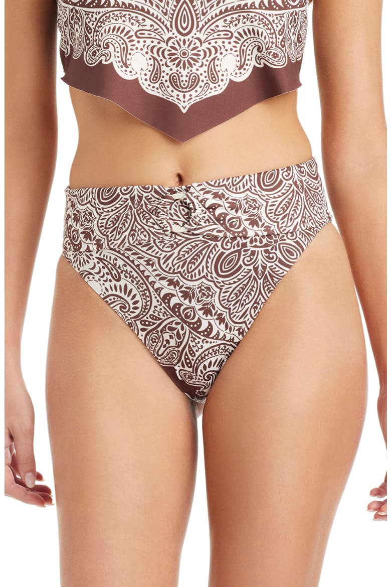 Printed High Waist Bikini Bottoms, Main, color, ESPRESSO