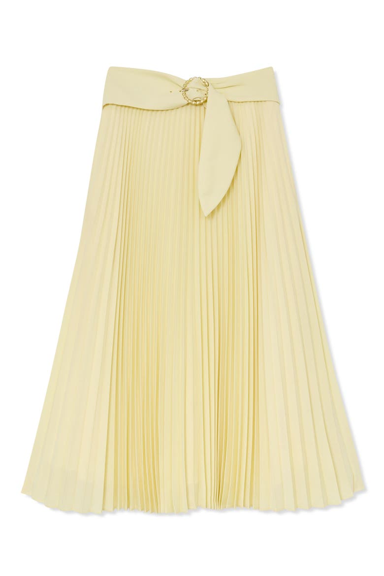 Amelie Belted Pleated Skirt, Alternate, color, YELLOW