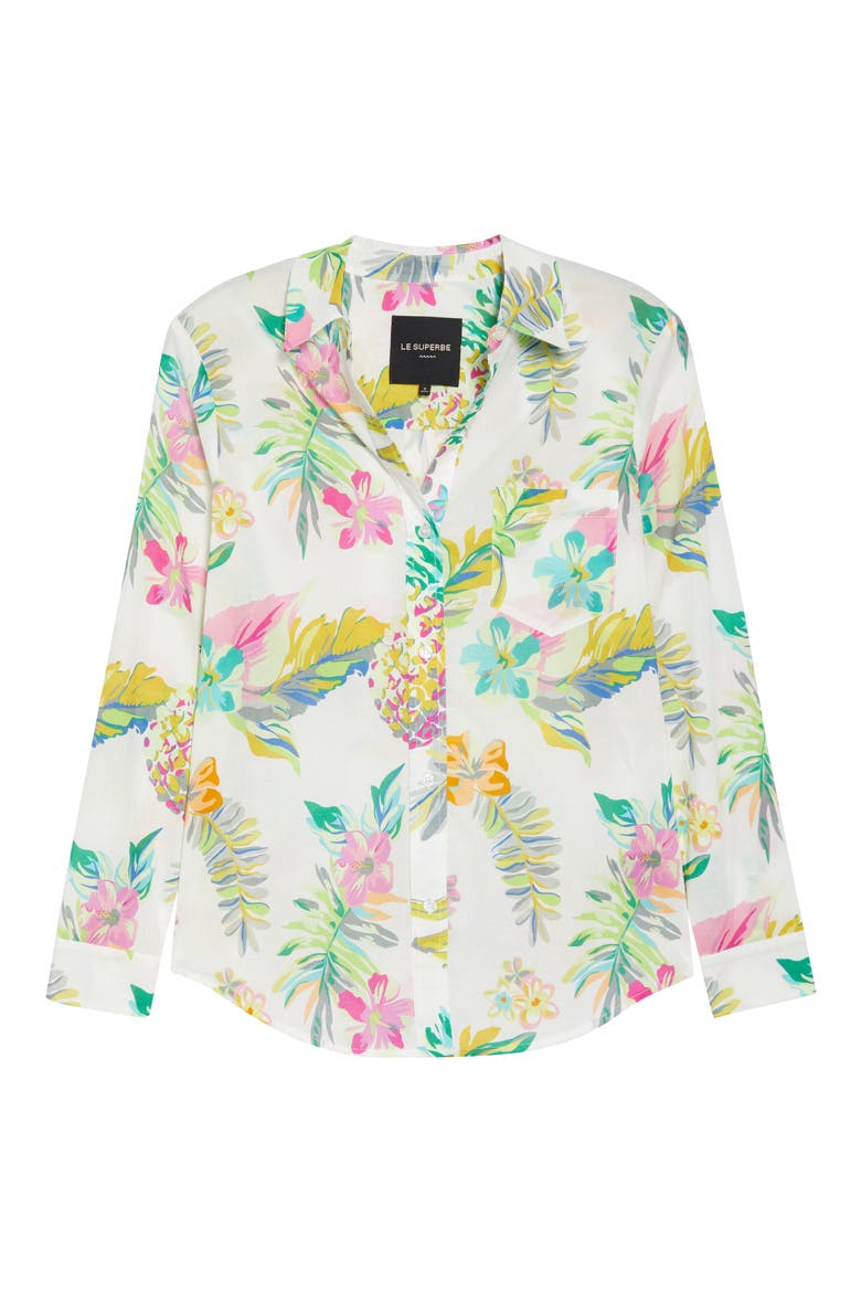 Fruit Salad Cotton Button-Up Shirt, Alternate, color, TROPI CALI