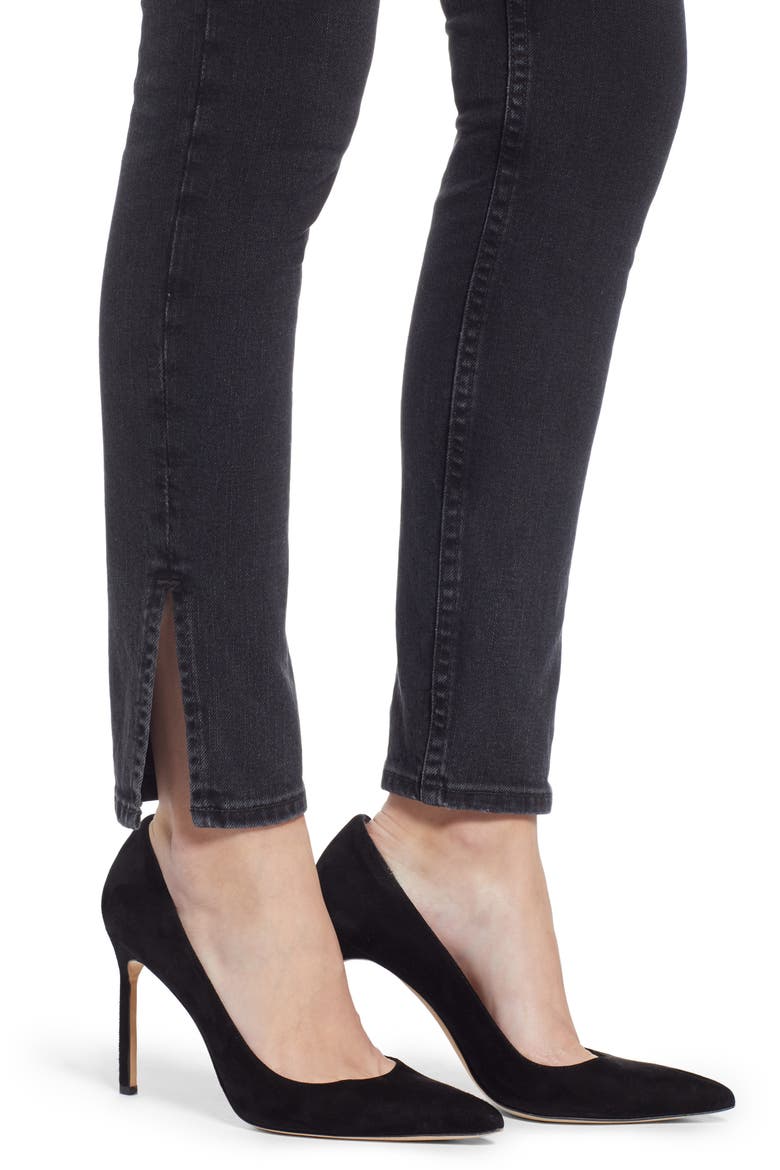 Slit Hem Skinny Jeans (Nordstrom Exclusive), Alternate, color, BLACK DARK VINTAGE
