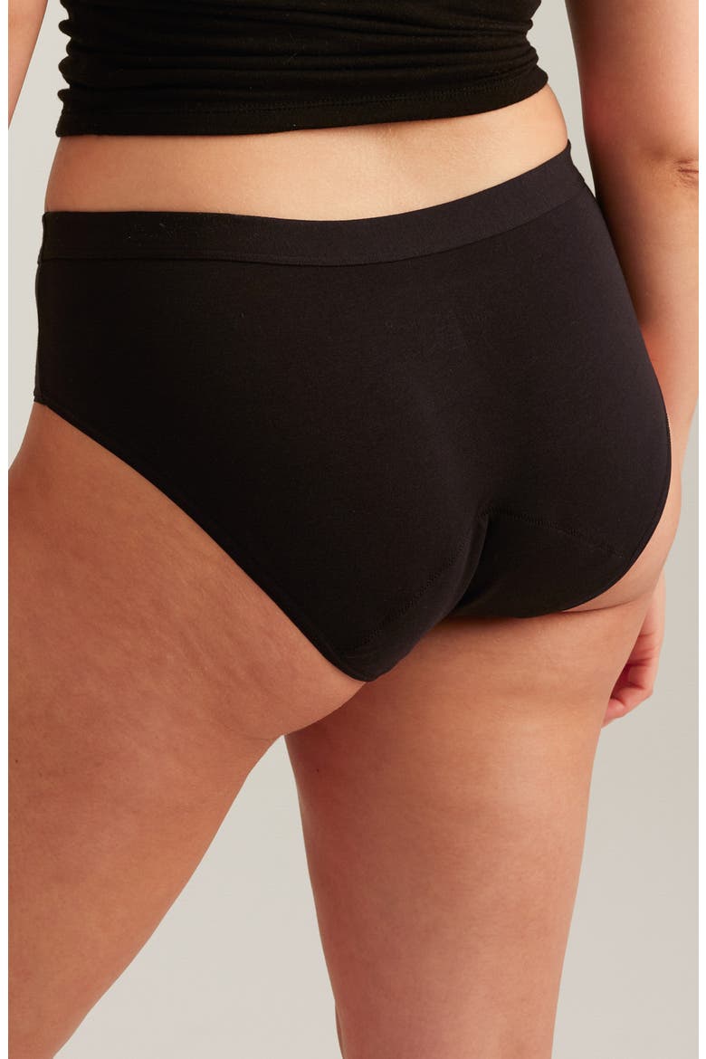 Leakproof Light Absorbency Stretch Cotton Briefs, Alternate, color, BLACK