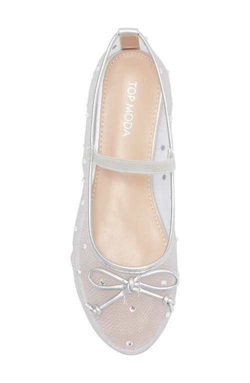 Top Guy Shoes Rosario Rhinestone Mesh Mary Jane Flat