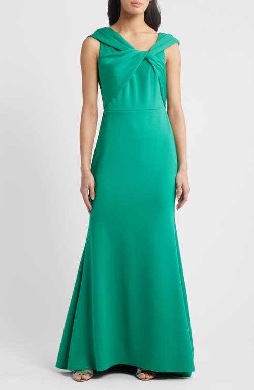 ELIZA J ELIZA J WRAP NECKLINE SCUBA CREPE GOWN