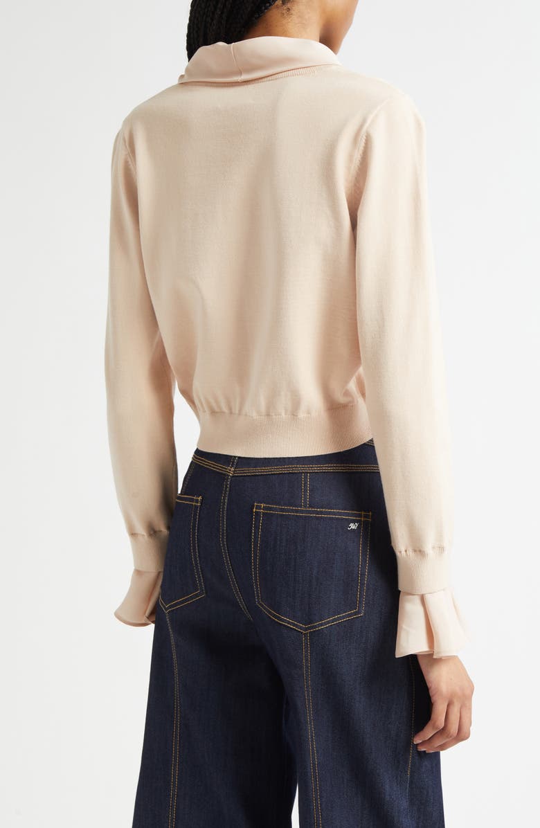 Cinq à Sept Lenu Tie Neck Crop Sweater, Alternate, color, Blush Dune