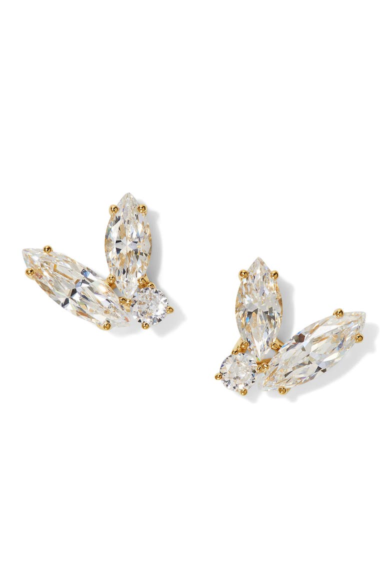 Cubic Zirconia Cluster Stud Earrings, Main, color, GOLD