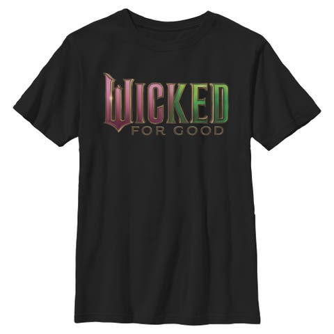 Boy's Wicked For Good Official Pink and Green Logo  Graphic T-Shirt