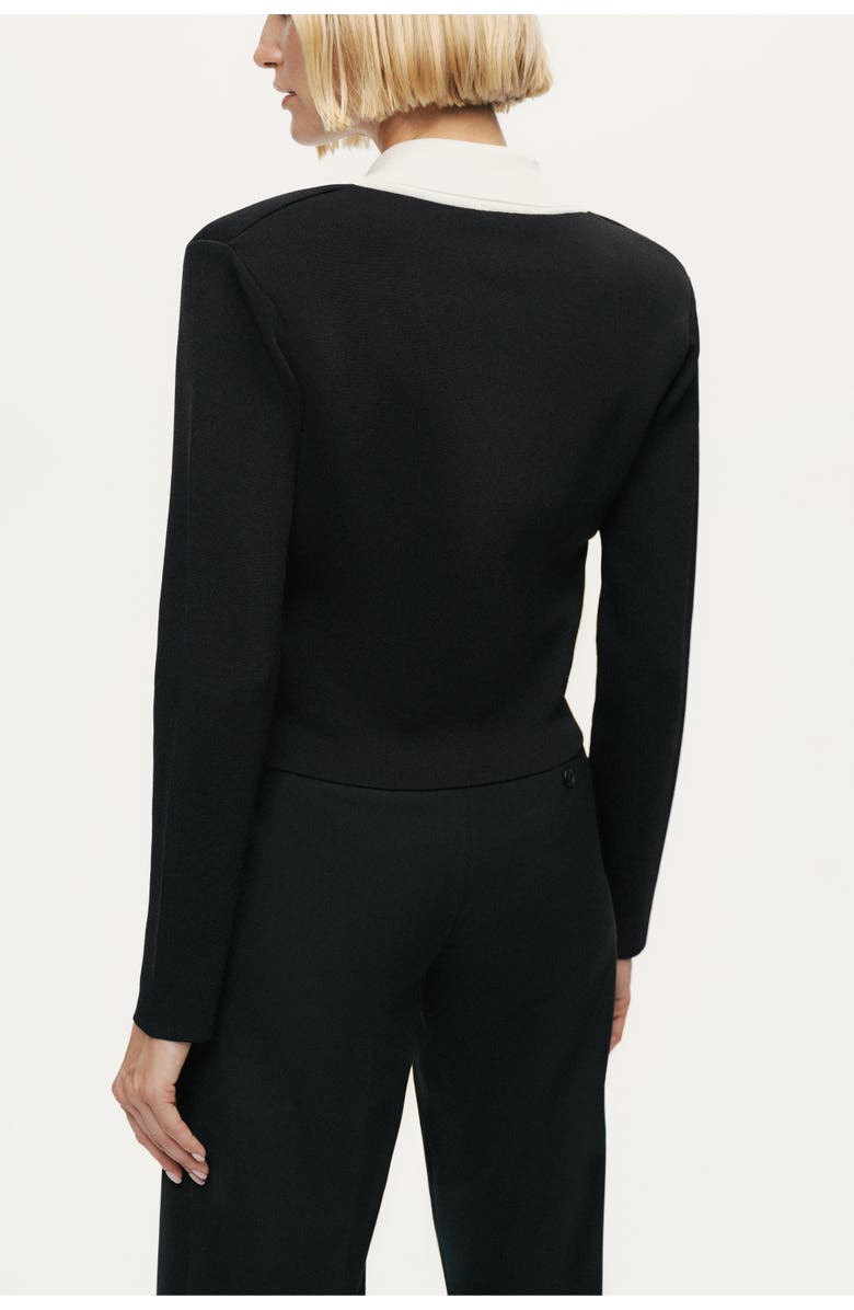 Nocturne Contrast Collar Knit Cardigan, Alternate, color, Black