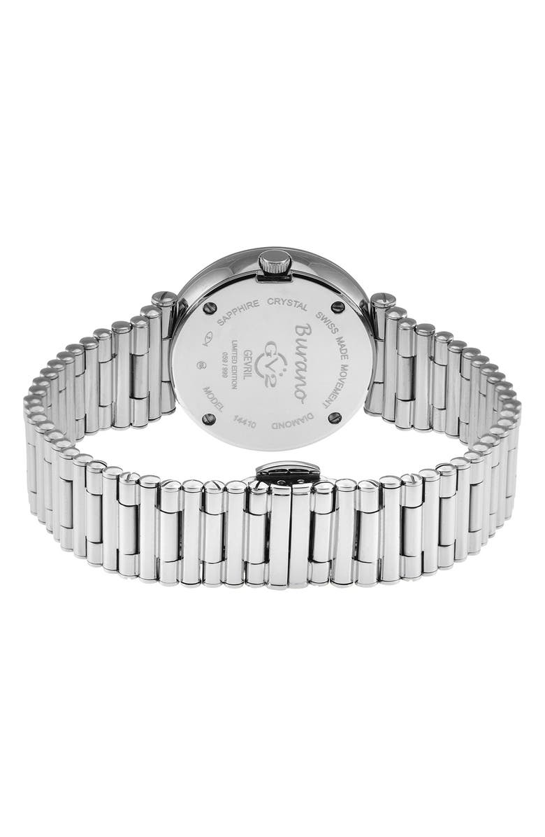 GV2 Burano Diamond Swiss Bracelet Watch, 34mm - 0.005 ctw, Alternate, color, Silver
