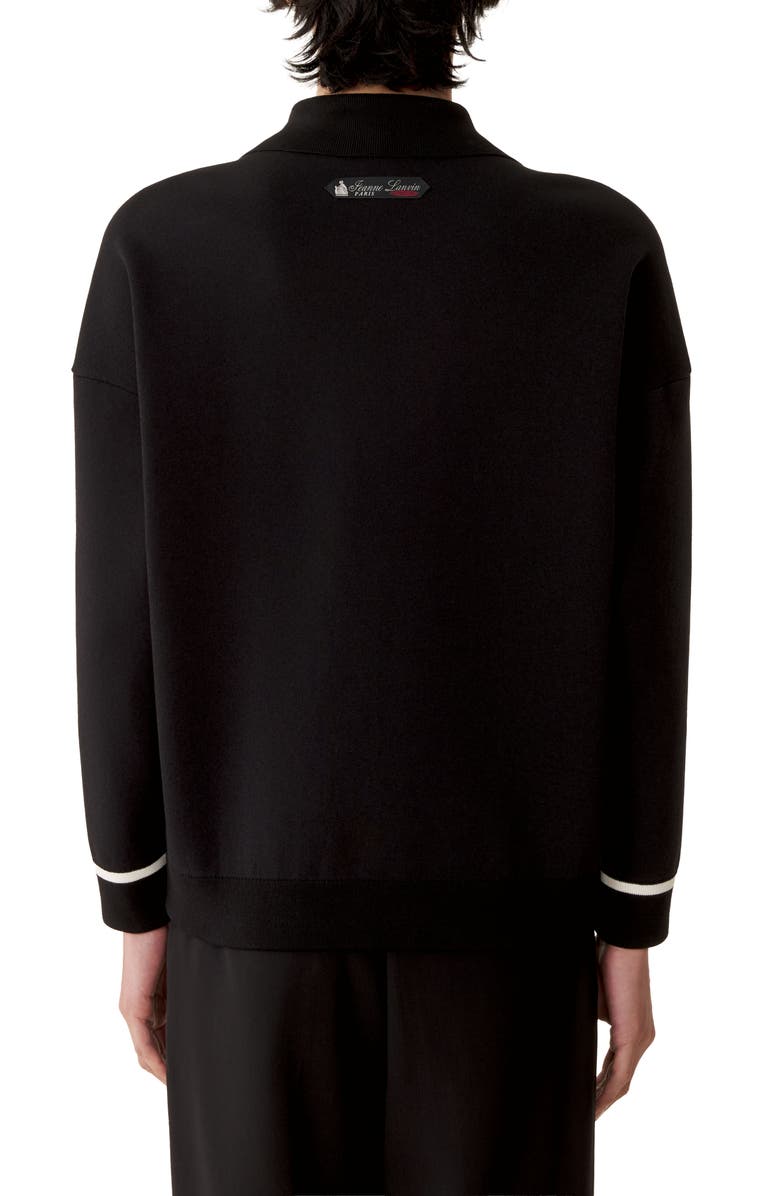 Lanvin Zip Jacket In Silk And Cotton Jacquard, Alternate, color, Black/Ecru