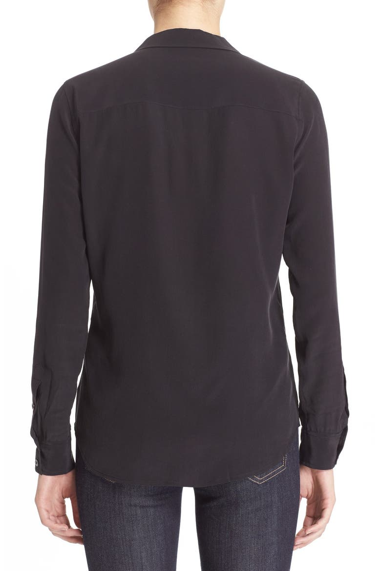 'Adalyn' Panther Graphic Silk Shirt, Alternate, color, TRUE BLACK