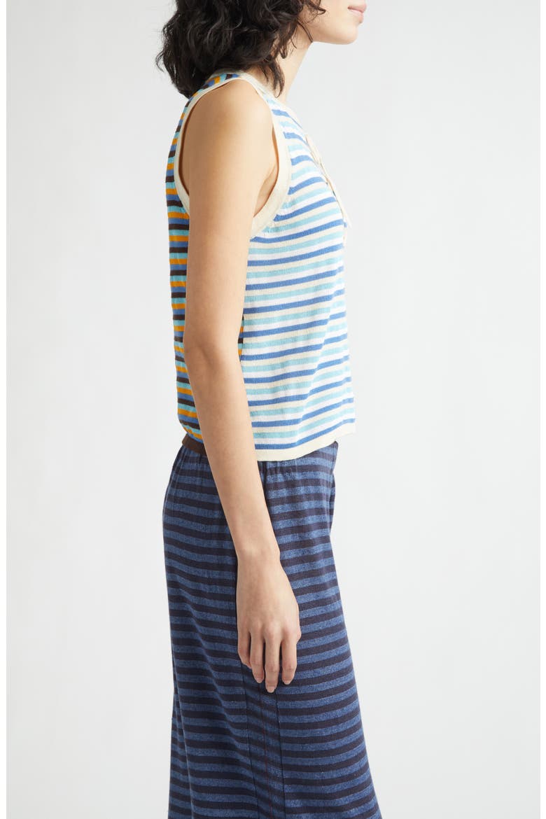 Romy Stripe Lace-Up Sleeveless Cotton Blend Sweater, Alternate, color, SKY MULTI