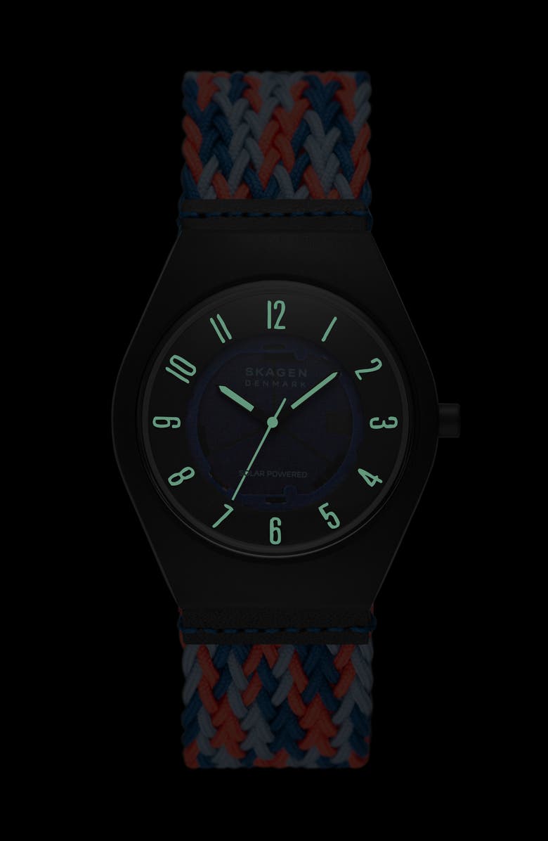 Skagen Sams Series Solar Powered Woven Strap Watch, 37mm, Alternate, color, 