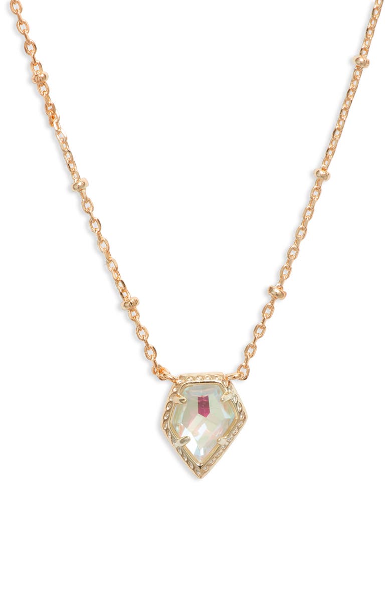 Kendra Scott Tess Station Chain Pendant Necklace, Main, color, Gold/ Dichroic Glass