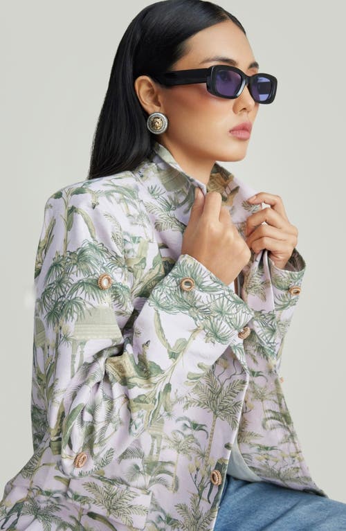 Holichic Demi Linen & Cotton Blazer In Purple