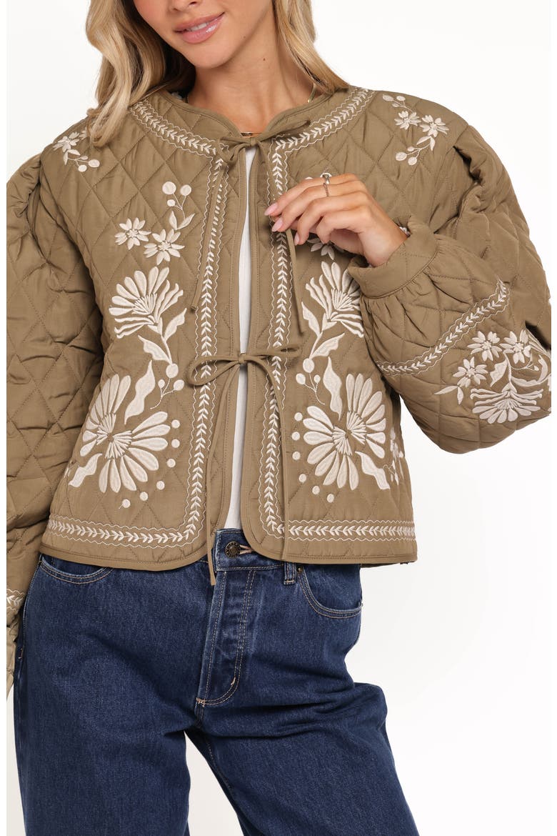 Vako Floral Quilted Jacket, Alternate, color, OLIVE