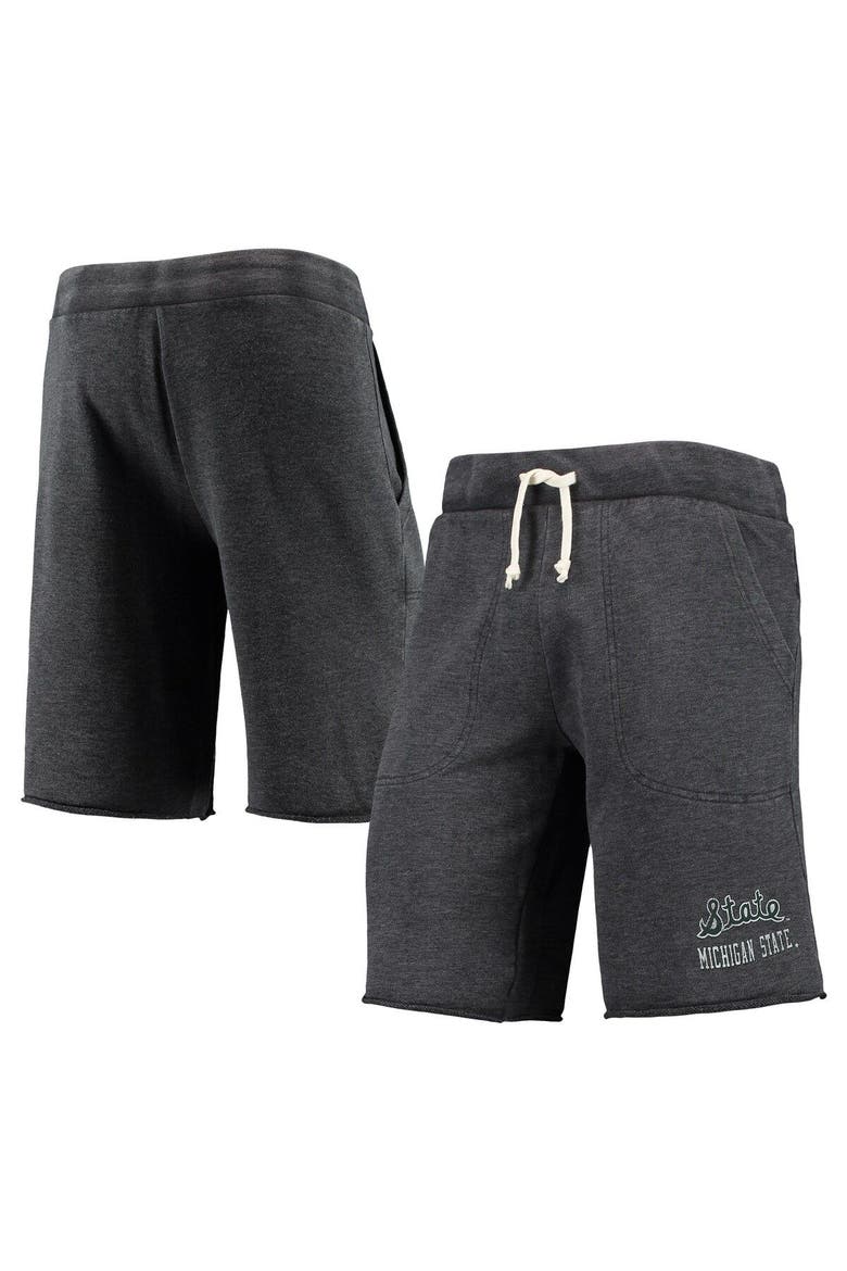 Men's Heathered Black Alternative Apparel Michigan State Spartans Victory Lounge Shorts, Main, color, Heather Black