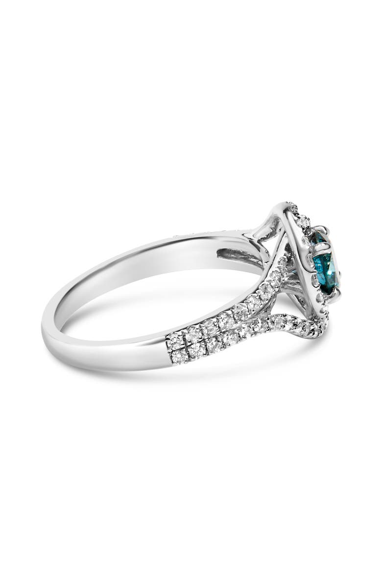 14K White Gold 1-1/3 Cttw White & Blue Diamond Cocktail Ring, Alternate, color, White