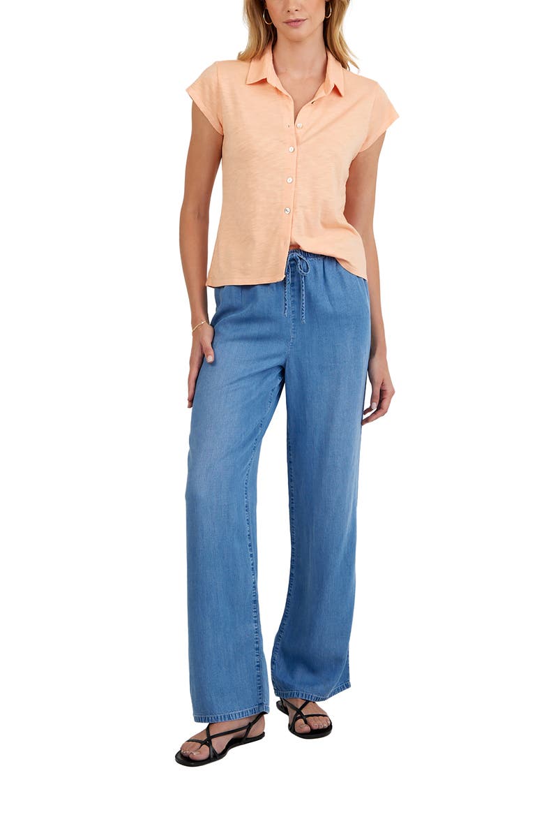 Pull-On Wide Leg Chambray Pants, Alternate, color, INDIGO HARBOR WASH