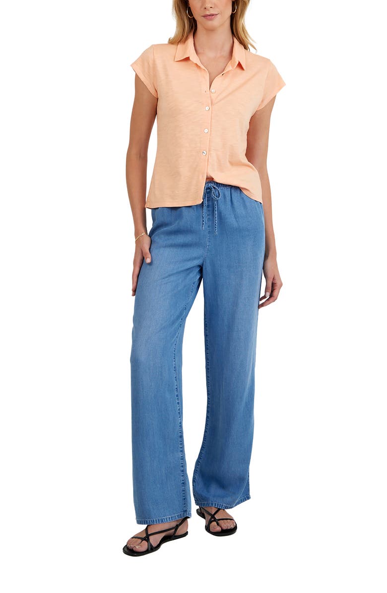 Bella Dahl Pull-On Wide Leg Chambray Pants, Alternate, color, Indigo Harbor Wash