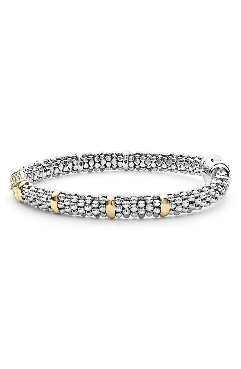 LAGOS Diamond Caviar Bead Bracelet, Alternate, color, Silver Gold Diamond