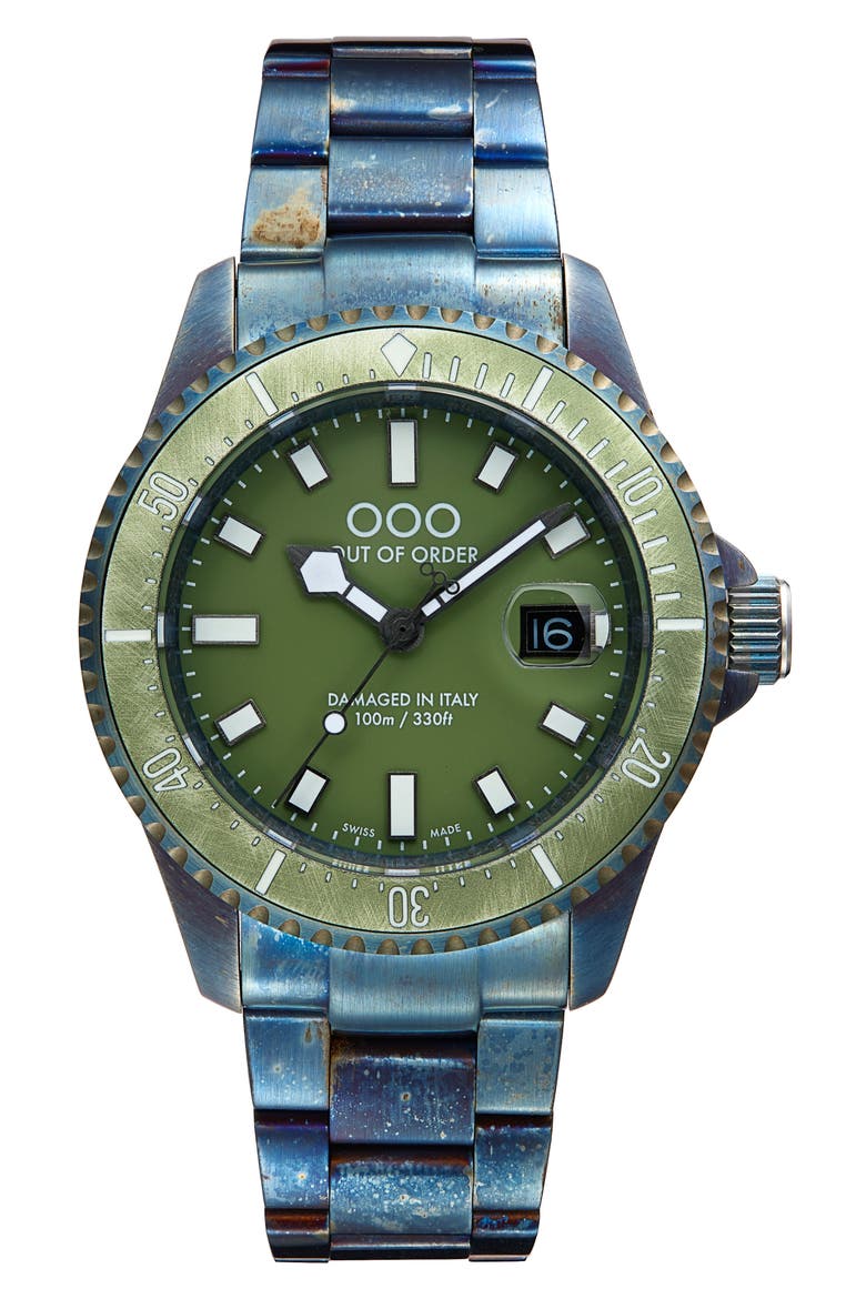Casanova Bracelet Watch, 44mm, Main, color, OLIVE GREEN