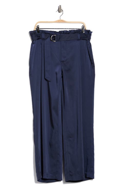 Belted Paperbag Wide Leg Pants (Plus)