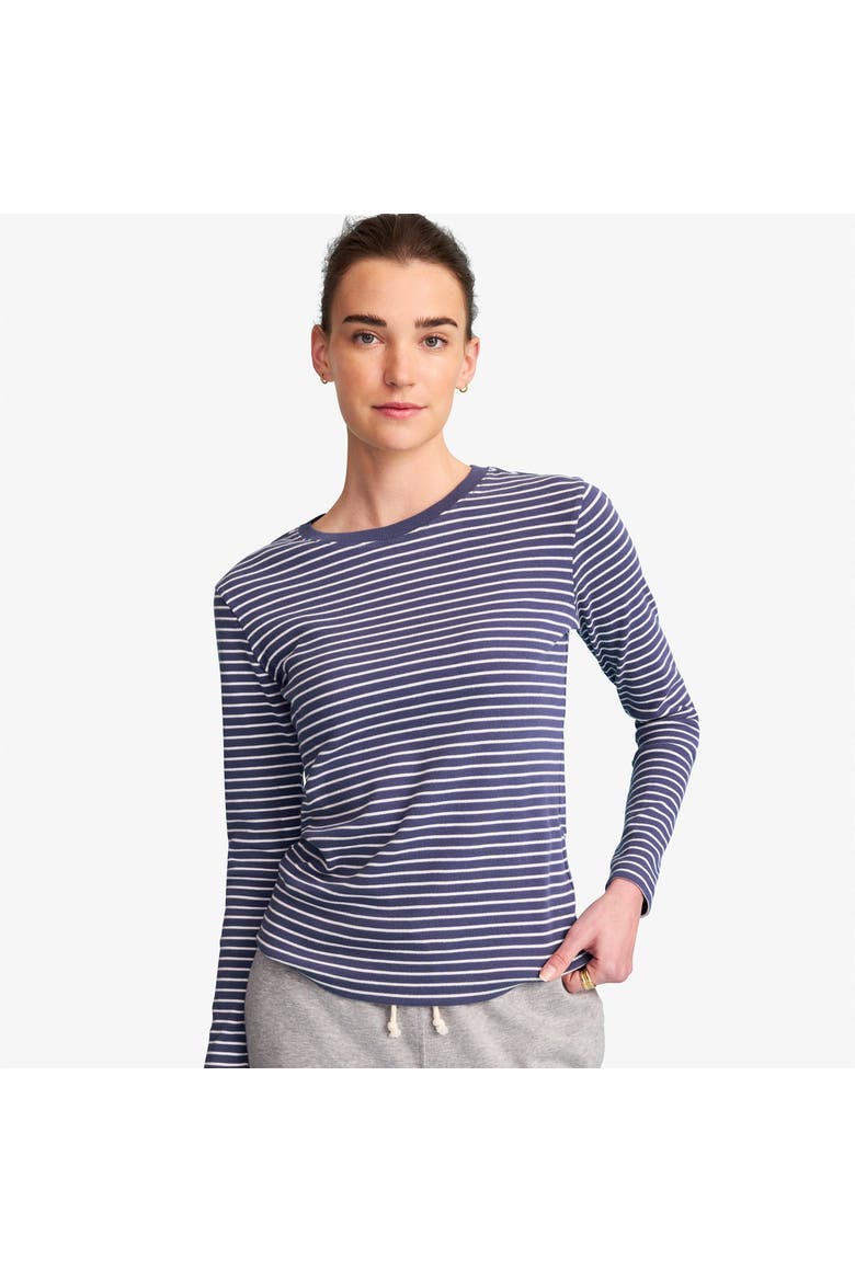 Women's Fit Long Sleeve Rib Tee In Stripe, Alternate, color, Sunwashed Navy Ivory Stripe