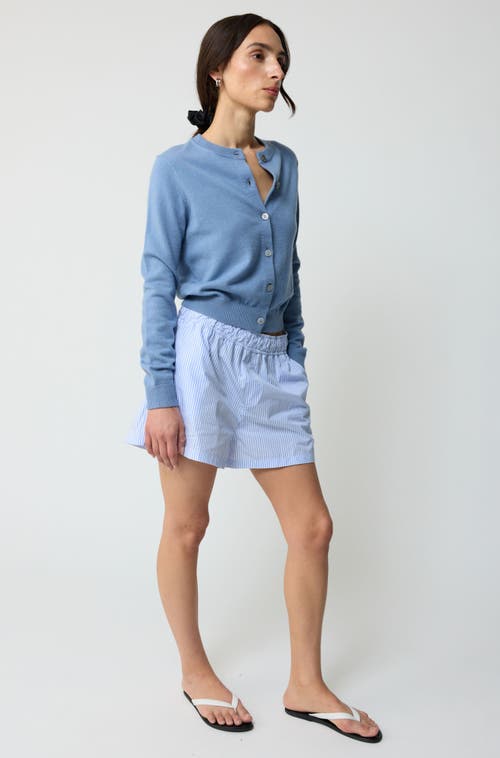 Almina Concept Boxer Cotton Shorts In Craie Blue Stripe