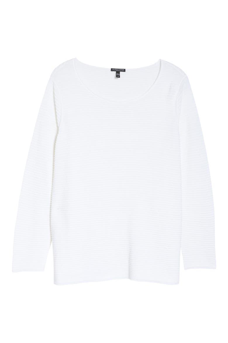 Horizontal Ribbed Organic Linen & Cotton Sweater, Alternate, color, WHITE