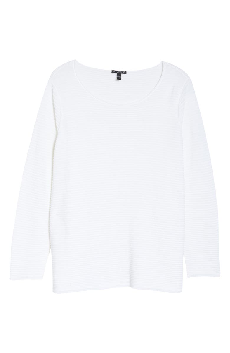 Eileen Fisher Horizontal Ribbed Organic Linen & Cotton Sweater, Alternate, color, 