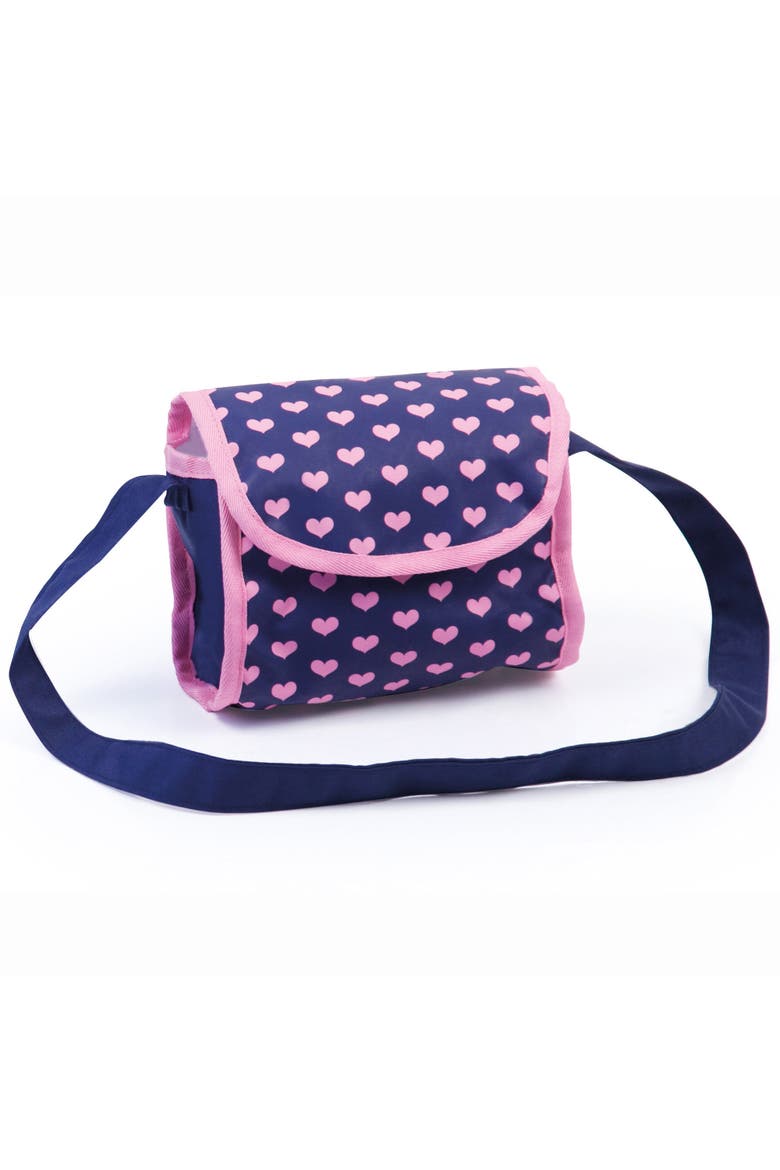 Trendy Doll Pram Stroller Navy Pink Hearts, 18 Inch Dolls, Alternate, color, Multicolored