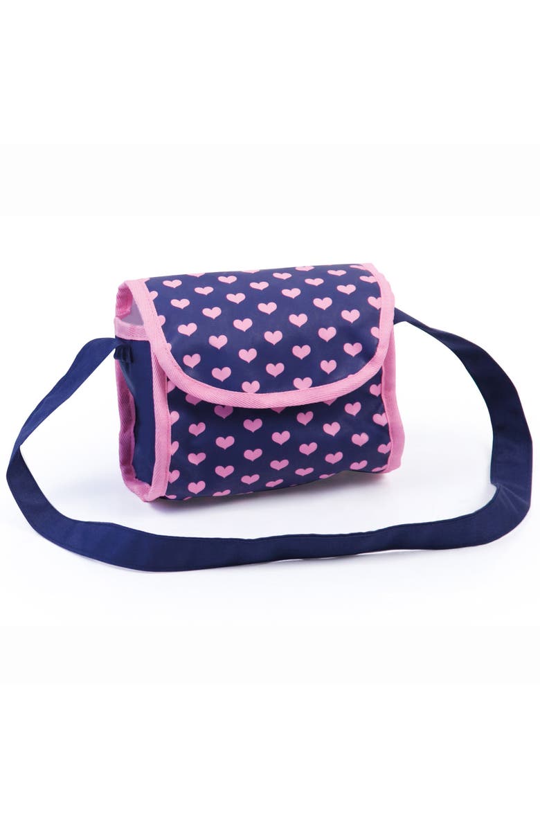 Bayer Design Trendy Doll Pram Stroller Navy Pink Hearts, 18 Inch Dolls, Alternate, color, Multicolored