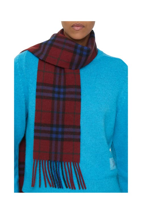 Burberry Narrow Check Cashmere Scarf In Brown