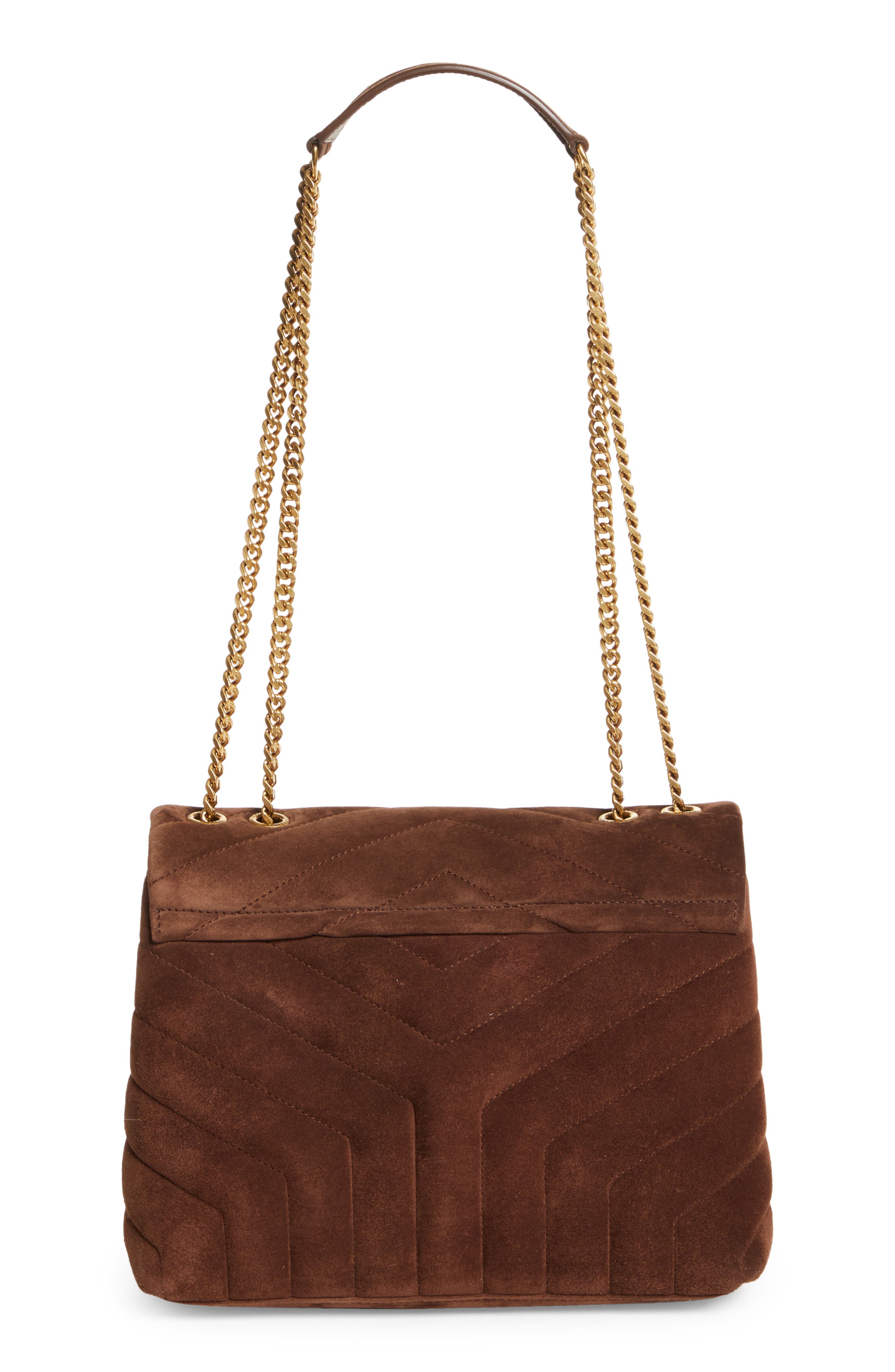 Saint Laurent Small Lou Suede Crossbody Bag, Alternate, color, Brown Coffee