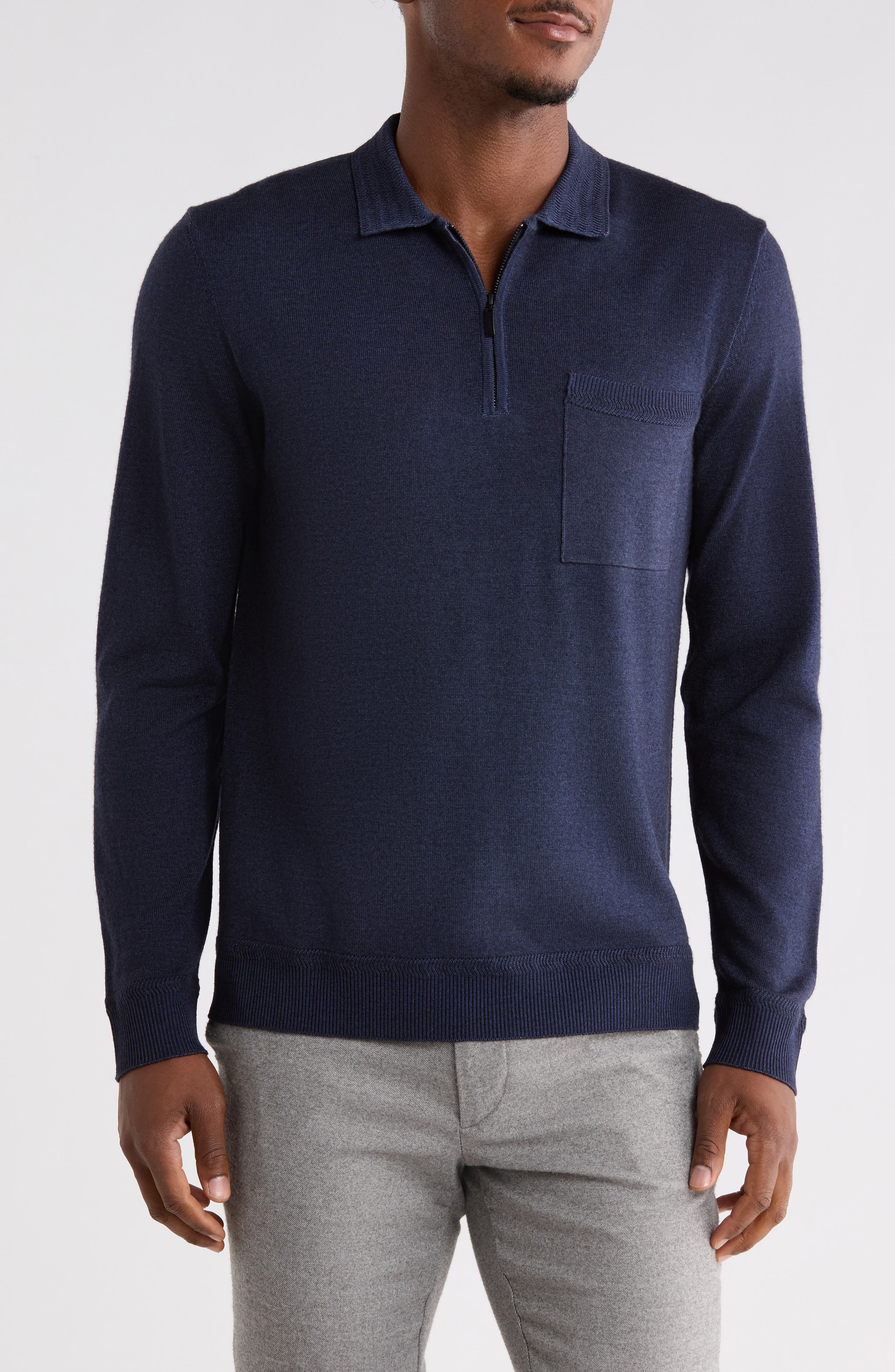 Alberni Zip Polo Merino Wool Sweater