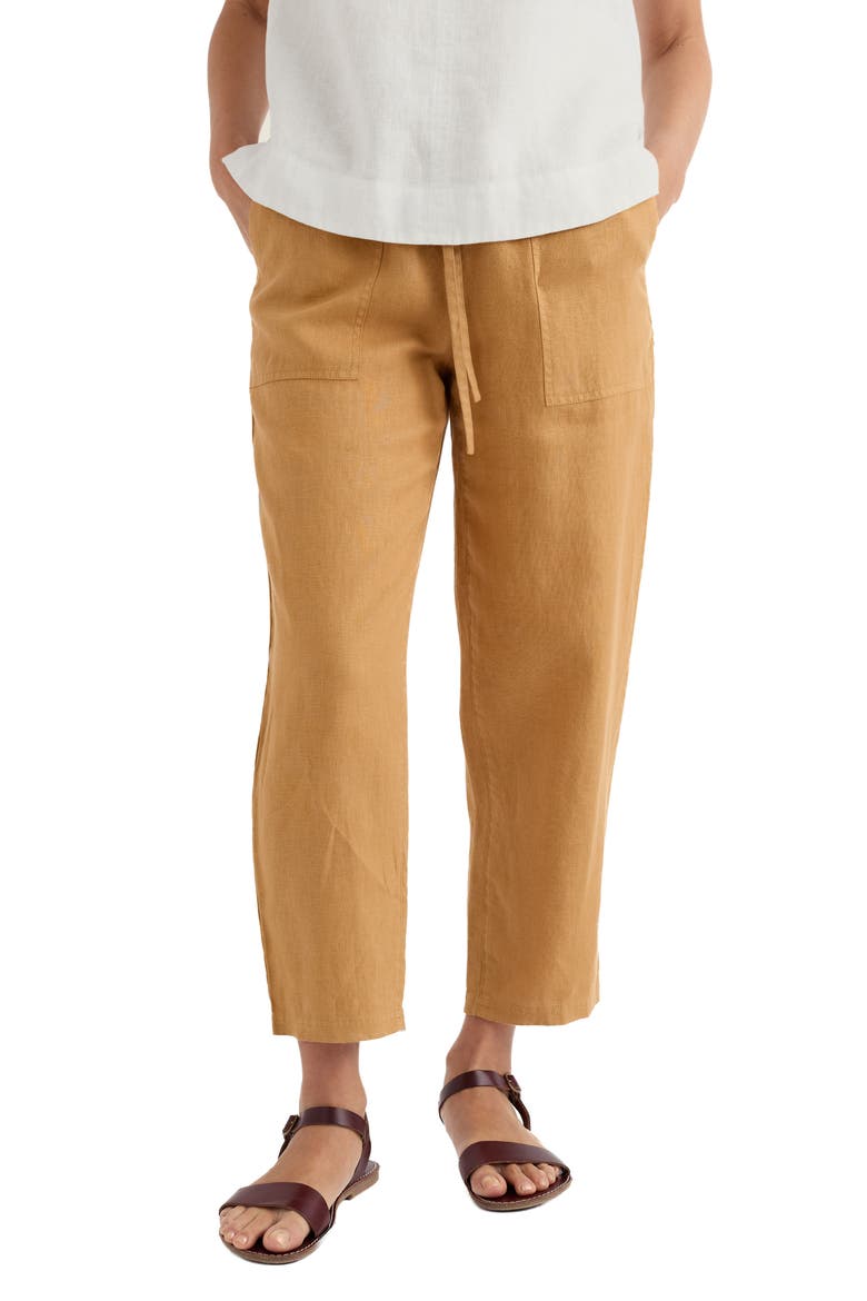 Sholl Drawstring Tapered Organic Cotton Twill Pants, Main, color, DARK SIENNA