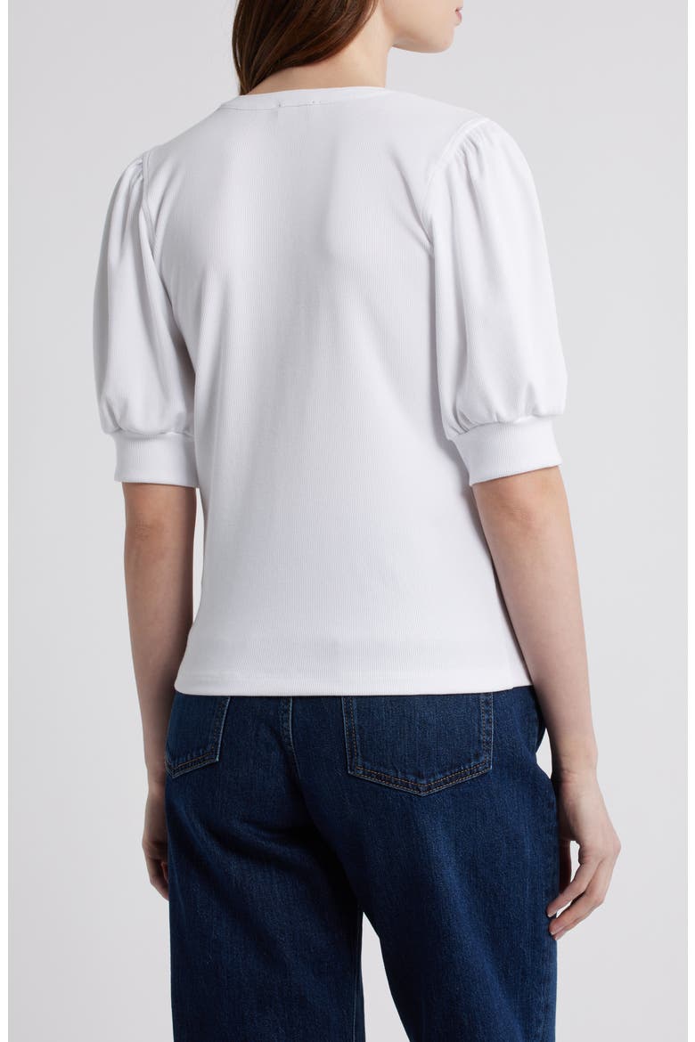 Jewel Puff Sleeve Top, Alternate, color, WHITE RIB