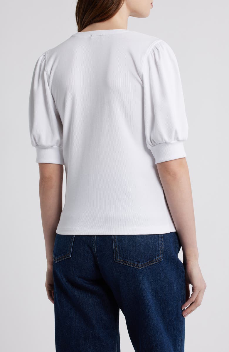 Rails Jewel Puff Sleeve Top, Alternate, color, White Rib