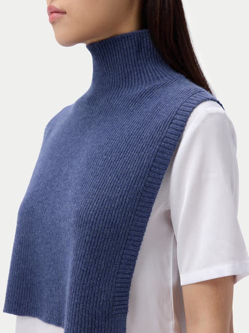 Gobi Mongolian Cashmere High Neck Cashmere Scarf Shawl In Blue