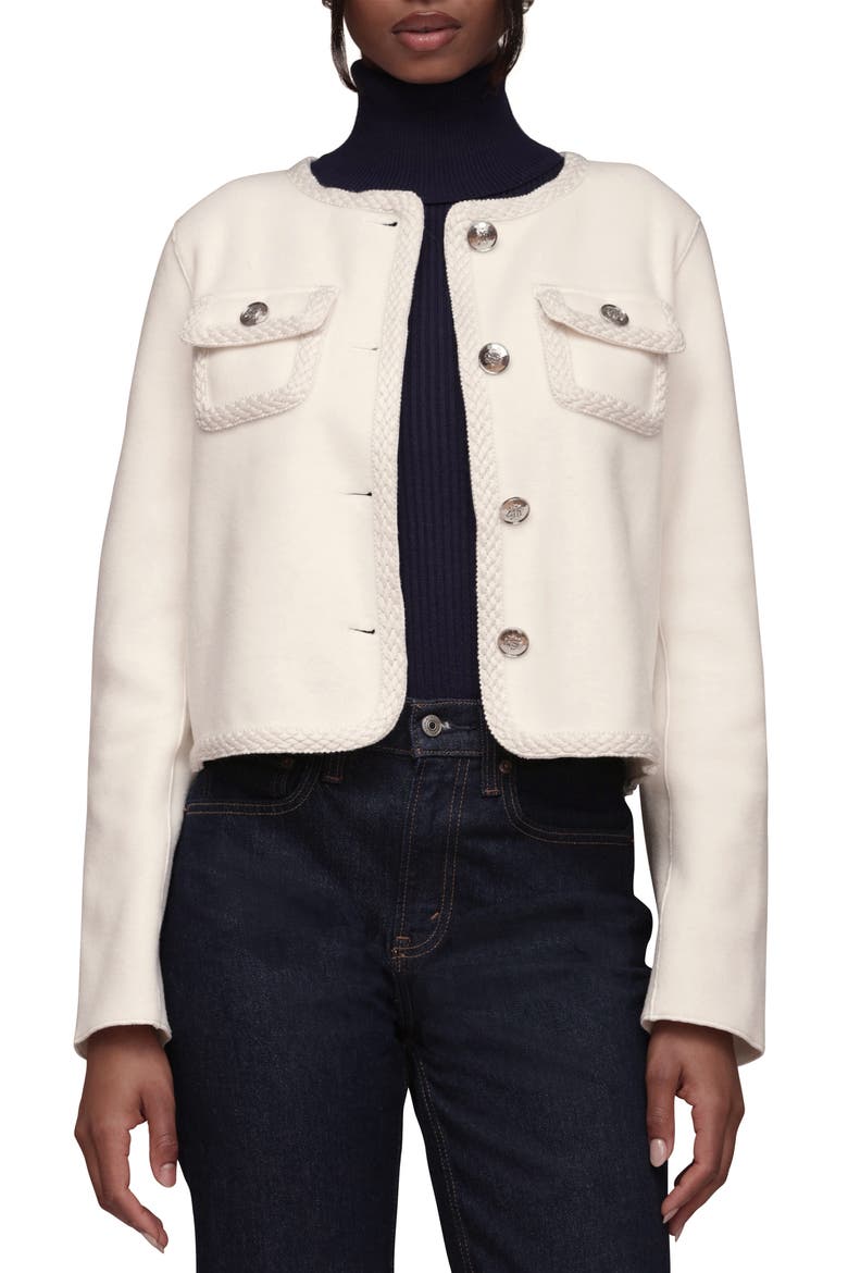 Cropped Collarless Jacket, Alternate, color, IVORY