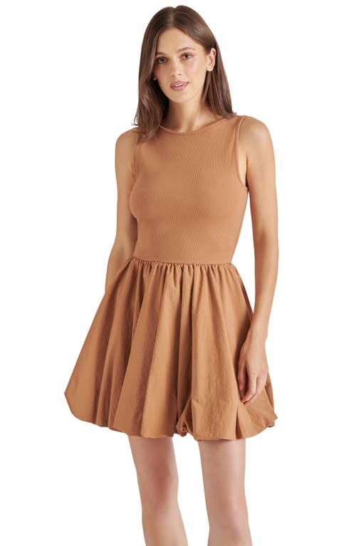 Steve Madden Palermo Mixed Media Bubble Hem Dress In Caramel Cafe