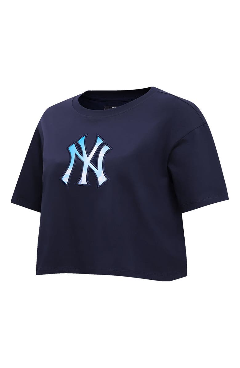 PRO STANDARD Women's Pro Standard Navy New York Yankees Painted Sky Boxy Cropped T-Shirt, Alternate, color, 