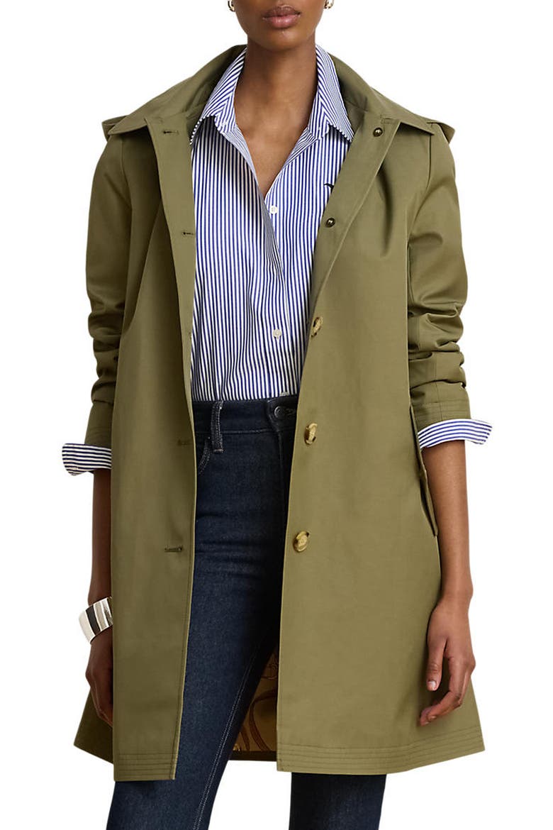 Balmacaan Hooded Raincoat, Main, color, LIGHT AGAVE