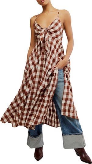 Via Gingham Cotton Seersucker Sundress